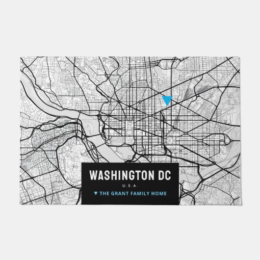 Washington, DC. Stadskaart + Markeer uw locatie Deurmat (Voorkant)