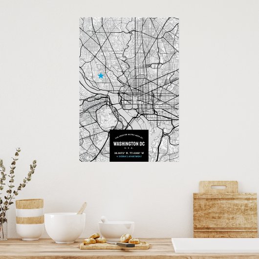 Washington, DC. Stadskaart + Poster locatie (Keuken)