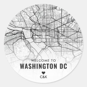 Washington, DC. Stadskaart   Welkom bruiloft Ronde Sticker