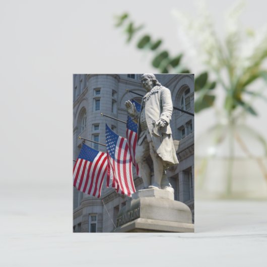 Washington, DC, standbeeld van Benjamin Franklin Briefkaart (Staand voorkant)