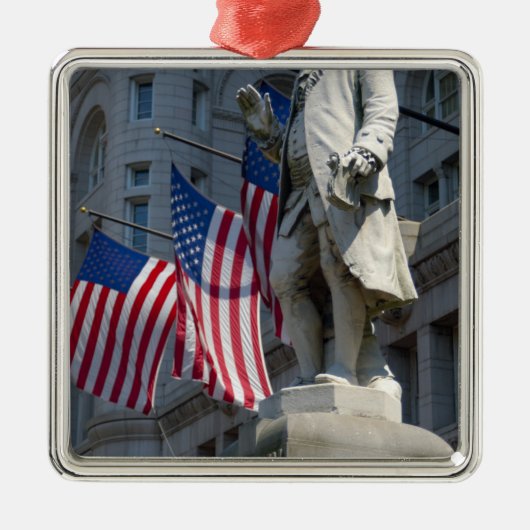Washington, DC, standbeeld van Benjamin Franklin Metalen Ornament (Voorkant)