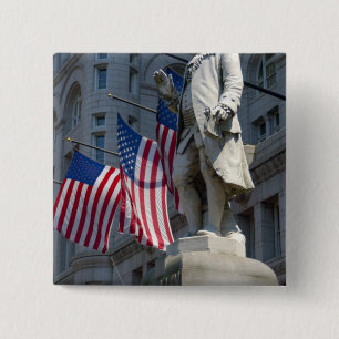 Washington, DC, standbeeld van Benjamin Franklin Vierkante Button 5,1 Cm