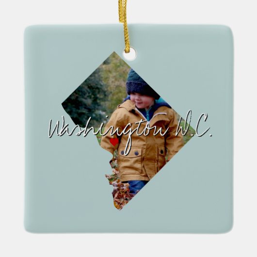 Washington DC State Photo insert and town name Keramisch Ornament (Voorkant)