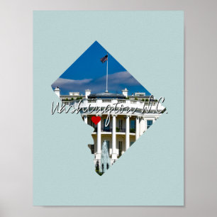 Washington DC State Photo insert and town name Poster