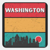 Washington DC State Skyline Souvenir  Vierkante Sticker (Voorkant)