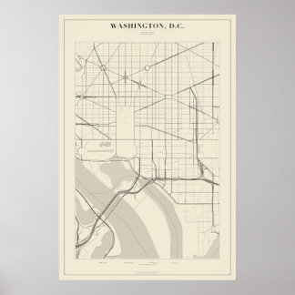 Washington DC Straatkaart Poster