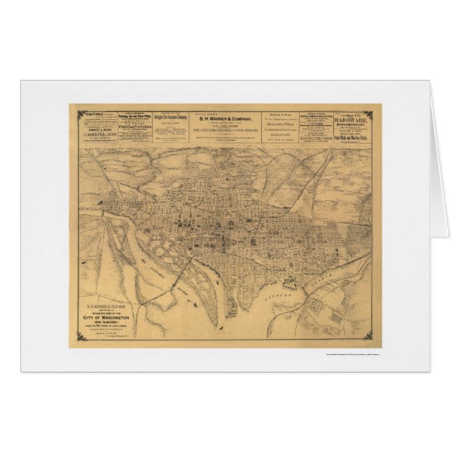 Washington DC & Suburbs Map door Gedney 1886 (Voorkant Horizontaal)