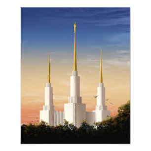 Washington DC Temple Sunset Foto Afdruk