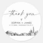 Washington DC Thank You Favor 3" (vel van 6) Ronde Sticker (Voorkant)
