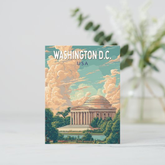 Washington DC Thomas Jefferson Memorial Reis Kunst Briefkaart (Staand voorkant)