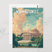 Washington DC Thomas Jefferson Memorial Reis Kunst Briefkaart (Voorkant / Achterkant)