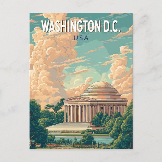 Washington DC Thomas Jefferson Memorial Reis Kunst Briefkaart (Voorkant)