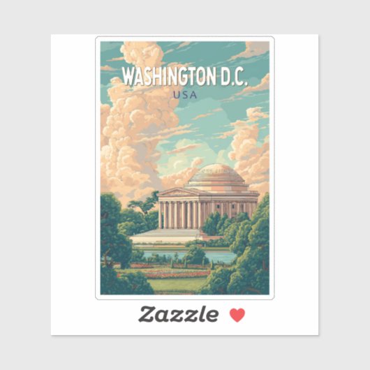 Washington DC Thomas Jefferson Memorial Travel Art Sticker (Vel)