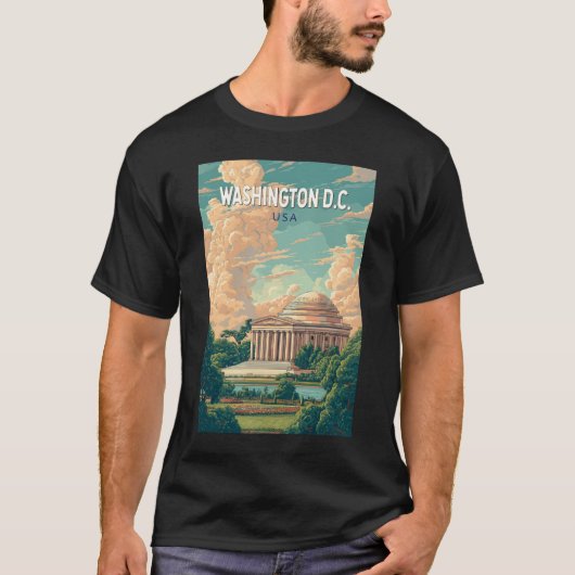 Washington DC Thomas Jefferson Memorial Travel Art T-shirt (Voorkant)