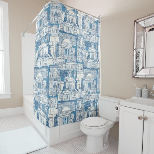 Washington DC toile blauw Douchegordijn (In situ)
