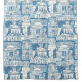 Washington DC toile blauw Douchegordijn (Voorkant)