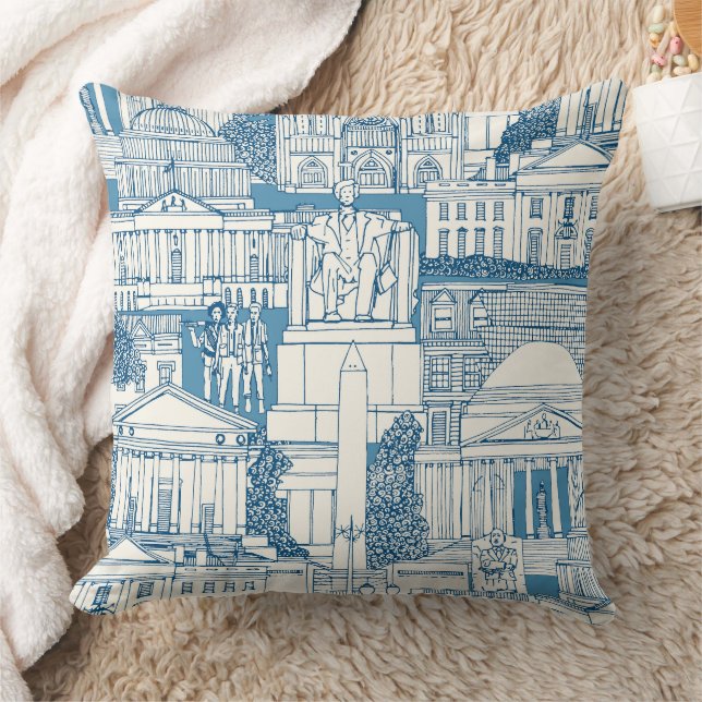 Washington DC toile blauw Kussen (Deken)