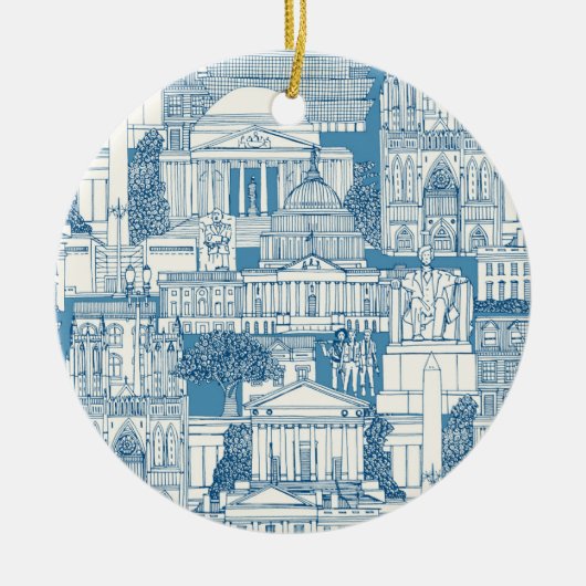 Washington DC toile blue Keramisch Ornament (Voorkant)