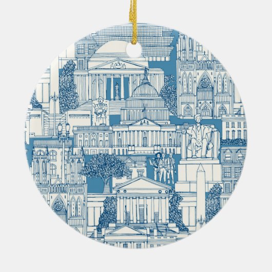 Washington DC toile blue Keramisch Ornament (Achterkant)