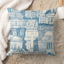 Washington DC toile blue Kussen