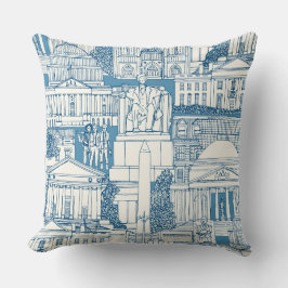 Washington DC toile blue Kussen