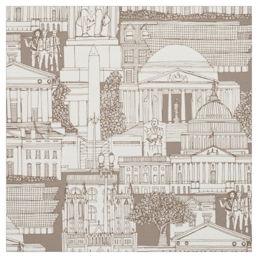 Washington DC toile chocolade Stof (Swatch)