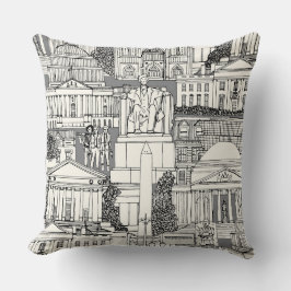 Washington DC toile gray Kussen