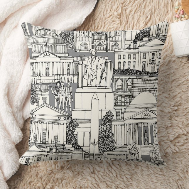Washington DC toile grijs Kussen (Deken)