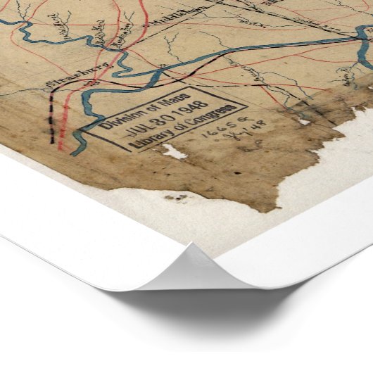 Washington DC Topografische Burgeroorlog 1861 Poster (Hoek)