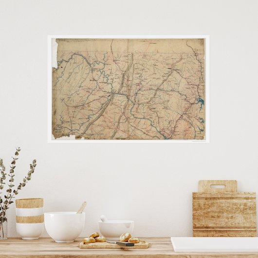 Washington DC Topografische Burgeroorlog 1861 Poster (Keuken)