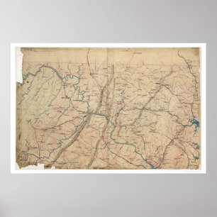 Washington DC Topografische Burgeroorlog 1861 Poster