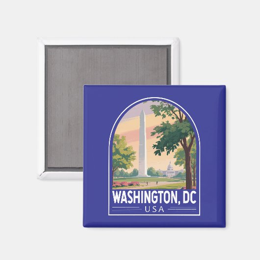 Washington DC Travel Art Emblem Magneet (Voorkant / Achterkant)