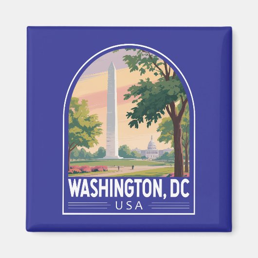Washington DC Travel Art Emblem Magneet (Voorkant)