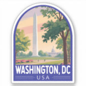 Washington DC Travel Art Emblem Sticker (Voorkant)