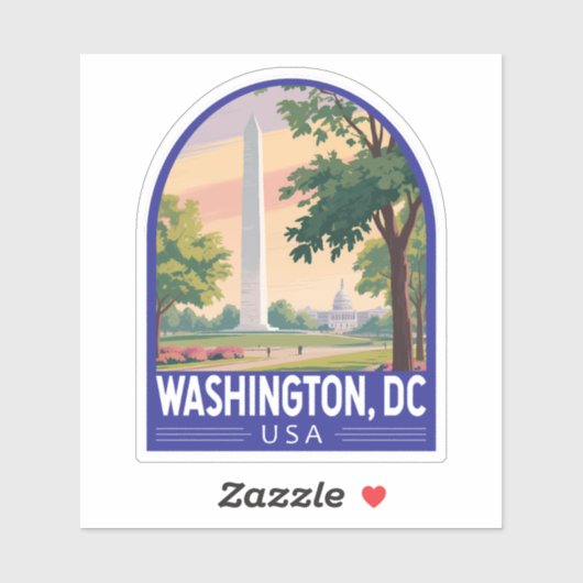 Washington DC Travel Art Emblem Sticker (Vel)
