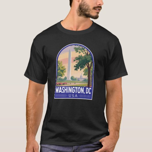 Washington DC Travel Art Emblem T-shirt (Voorkant)