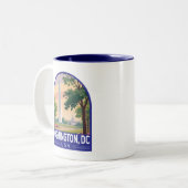 Washington DC Travel Art Emblem Tweekleurige Koffiemok (Voorkant links)