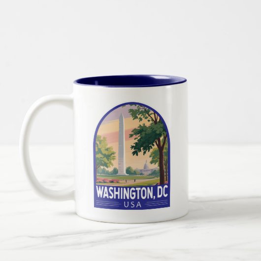 Washington DC Travel Art Emblem Tweekleurige Koffiemok (Links)