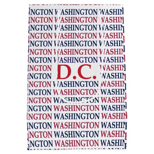 Washington DC Typografie Medium Cadeauzakje (Achterkant)