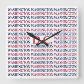 Washington DC Typografie Vierkante Klok (Voorkant)