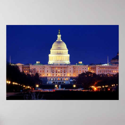 Washington DC United States Capitol in Dusk Poster (Voorkant)