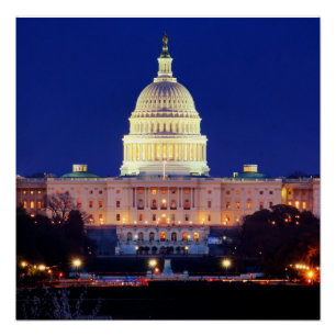 Washington DC United States Capitol in Dusk Poster