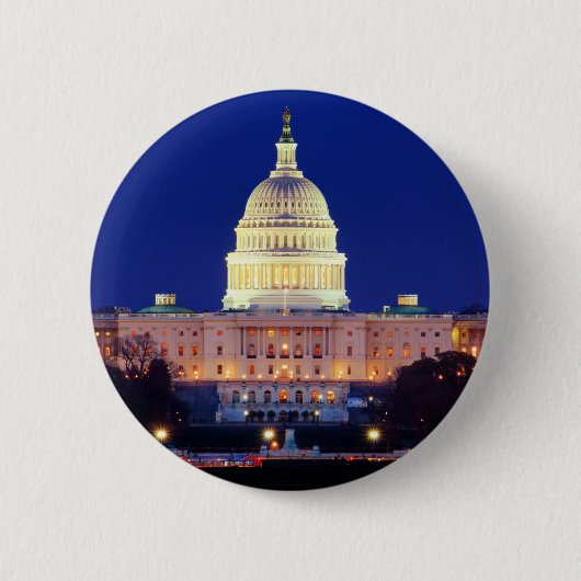 Washington DC United States Capitol in Dusk Ronde Button 5,7 Cm (Voorkant)