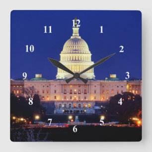 Washington DC United States Capitol in Dusk Vierkante Klok