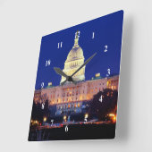 Washington DC United States Capitol in Dusk Vierkante Klok (Hoek)