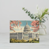 Washington DC US Capitol Cherry Blossom Gold Folie Feestdagen Briefkaart (Staand Voorkant)