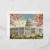 Washington DC US Capitol Cherry Blossom Gold Folie Feestdagen Briefkaart (Voorkant / Achterkant)