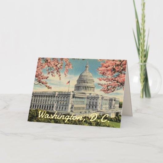 Washington DC US Capitol Cherry Blossom Gold Folie Wenskaart (Voorkant)