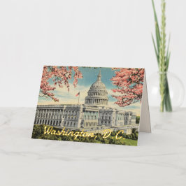Washington DC US Capitol Kersenbloesem Goud Folie Wenskaart