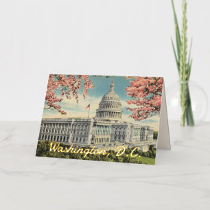 Washington DC US Capitol Kersenbloesem Goud Folie Wenskaart